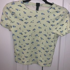 Women’s Floral Cropped Ribbed Tee